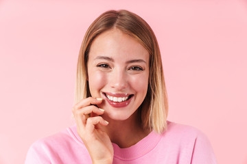 Canvas Print - Portrait of a lovely young blonde short haired woman