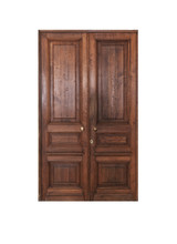 Old Dark Brown Wooden Door Isolated