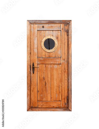 Dekoracja na wymiar  drewniane-drzwi-z-okraglym-iluminatorem