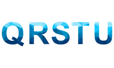 Aufkleber - Set of blue vector polygon letters from Q to U fonts. Low poly illustration of flat design.