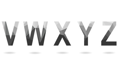 Aufkleber - Set of blue vector polygon letters from V to Z fonts. Low poly illustration of flat design.