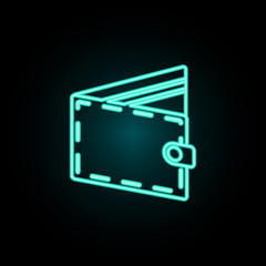 Poster - Open purse neon icon. Simple thin line, outline vector of banking icons for ui and ux, website or mobile application