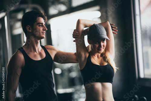 Fotografía Fitness lifestyle concept, Sexy women exercising in the sport gym