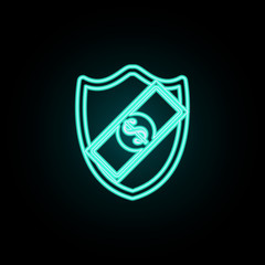 Poster - Shield and money neon icon. Simple thin line, outline vector of banking icons for ui and ux, website or mobile application