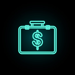 Poster - Suitcase of money neon icon. Simple thin line, outline vector of banking icons for ui and ux, website or mobile application