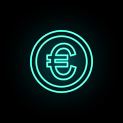 Poster - Euro coin neon icon. Simple thin line, outline vector of banking icons for ui and ux, website or mobile application