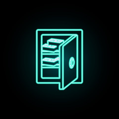 Poster - Open safe with money neon icon. Simple thin line, outline vector of banking icons for ui and ux, website or mobile application