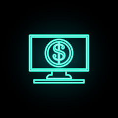 Aufkleber - Coin on the monitor screen neon icon. Simple thin line, outline vector of banking icons for ui and ux, website or mobile application