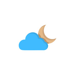 Poster - Cloud crescent icon. Simple line, outline vector of two color weather icons for ui and ux, website or mobile application