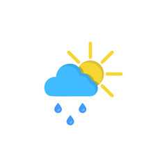Aufkleber - Cloud sun rain drops icon. Simple line, outline vector of two color weather icons for ui and ux, website or mobile application