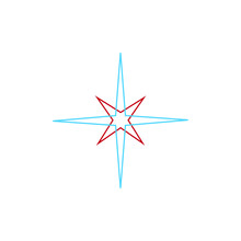 Vector Compass Symbol Icon Formed With Simple Shapes