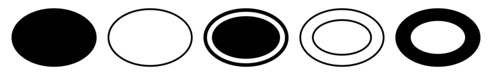 Wall Mural - Label Oval Black | Logo Sticker | Emblem | Icon | Variations