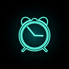 Poster - Alarm clock neon icon. Simple thin line, outline vector of web icons for ui and ux, website or mobile application