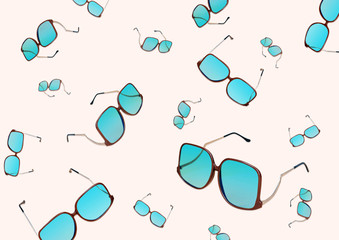 Retro sunglasses on minimal bright background.