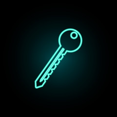 Poster - Key neon icon. Simple thin line, outline vector of web icons for ui and ux, website or mobile application