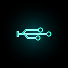 Aufkleber - Usb sign neon icon. Simple thin line, outline vector of web icons for ui and ux, website or mobile application