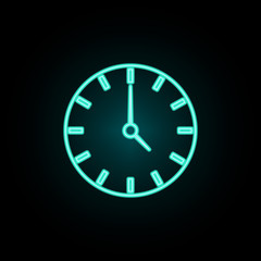 Poster - Clock neon icon. Simple thin line, outline vector of web icons for ui and ux, website or mobile application