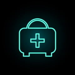 Poster - First-aid kit neon icon. Simple thin line, outline vector of web icons for ui and ux, website or mobile application