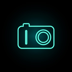 Aufkleber - Camera neon icon. Simple thin line, outline vector of web icons for ui and ux, website or mobile application