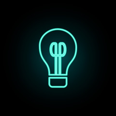 Poster - Bulb neon icon. Simple thin line, outline vector of web icons for ui and ux, website or mobile application