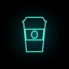 Poster - A cup of coffee neon icon. Simple thin line, outline vector of web icons for ui and ux, website or mobile application