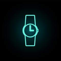 Poster - Watch neon icon. Simple thin line, outline vector of web icons for ui and ux, website or mobile application