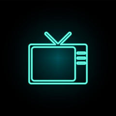 Aufkleber - Old tv neon icon. Simple thin line, outline vector of web icons for ui and ux, website or mobile application