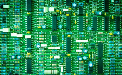 Electronic circuit board background, close up