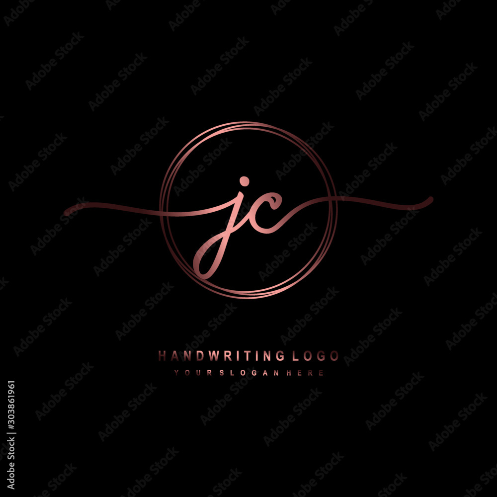 Vetor do Stock JC Initial handwriting logo design with circle lines ...