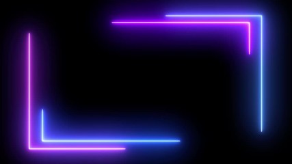 Wall Mural - abstract light neon frame on black background. laser show looped animation . 4k video