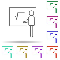 Poster - Schoolboy at the blackboard multi color icon. Simple thin line, outline vector of education icons for ui and ux, website or mobile application