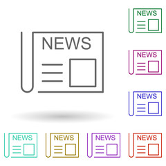 Poster - Newspaper multi color icon. Simple thin line, outline vector of media, press icons for ui and ux, website or mobile application