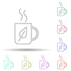 Poster - Tea leaf multi color icon. Simple thin line, outline vector of spa icons for ui and ux, website or mobile application