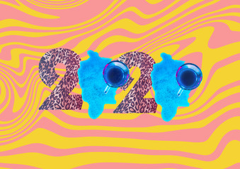 2020 year coming, graphic concept, vibrant pastel mood