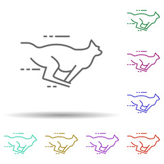 Poster - Running cheetah multi color icon. Simple thin line, outline vector of speed icons for ui and ux, website or mobile application