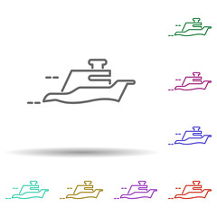 Poster - Floating yacht multi color icon. Simple thin line, outline vector of speed icons for ui and ux, website or mobile application