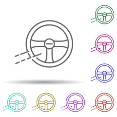 Sticker - Steering wheel multi color icon. Simple thin line, outline vector of speed icons for ui and ux, website or mobile application