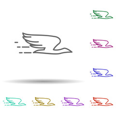 Poster - Flying bird multi color icon. Simple thin line, outline vector of speed icons for ui and ux, website or mobile application