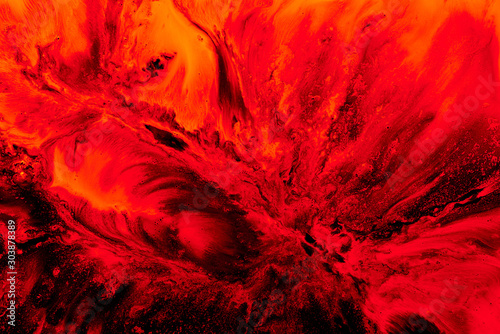 Fotomural Abstract ruby nuclear explosion, liquid splash of wave of scarlet blood or red wine