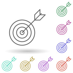 Poster - Bow and target multi color icon. Simple thin line, outline vector of succes and awards icons for ui and ux, website or mobile application
