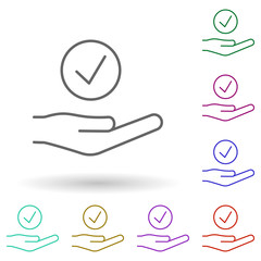 Poster - Hand sign checked multi color icon. Simple thin line, outline vector of succes and awards icons for ui and ux, website or mobile application