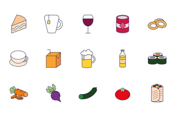 Poster - bundle of food and drinks icons