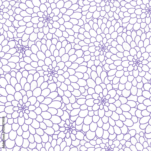 Materiał do szycia Vector seamless zentangle pattern on white. Abstract background with floral elements. Natural design. Mandala flower.
