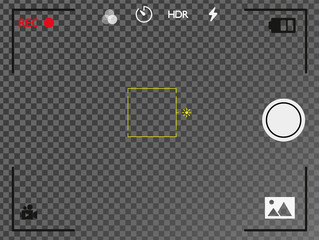 Interface viewfinder digital camera. Camera viewfinder. Viewfinder Template focusing screen of the camera. Camera Video screen on a transparent background. Vector Illustration