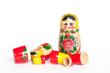 doll set Matryoshka  on a white background