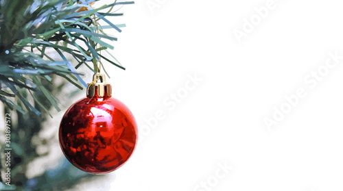 Fotomural bola roja navidad árbol merry christmas 10-as19
