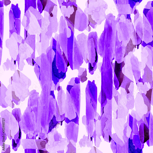 Watercolor seamless pattern with multicolored brush strokes. Abstract texture...