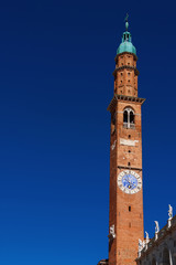 Wall Mural - Bissara Tower with blue sky, completed in the 15th century, it's the tallest building in Vicenza (with copy space)