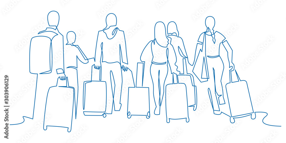airport drawing with people