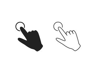 Hand clicking line icon set. Vector